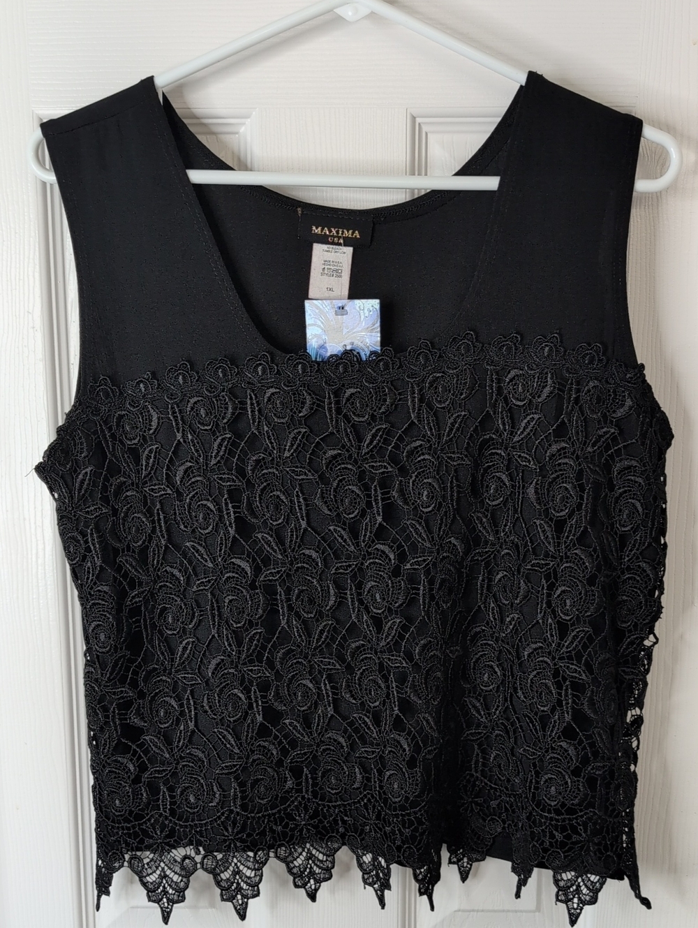 Vintage Maxima USA Lace Crop Tank Size 1X